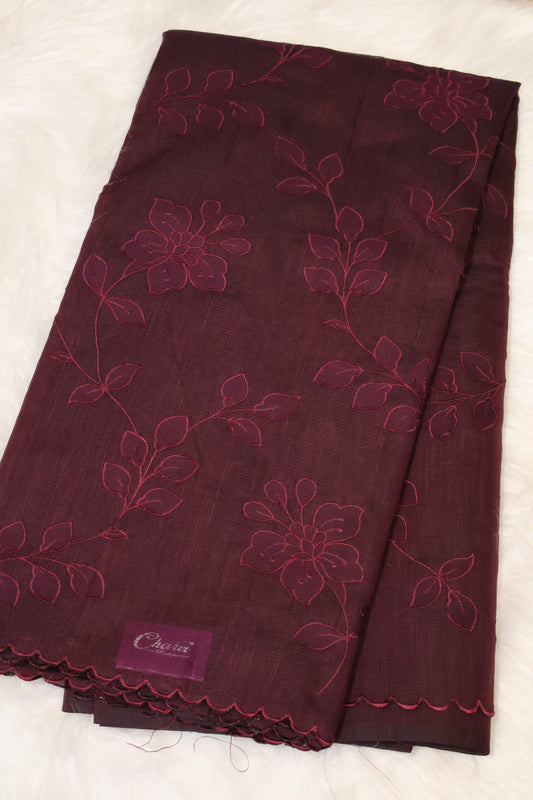 Pure Kota Saree-Maroon Aplique