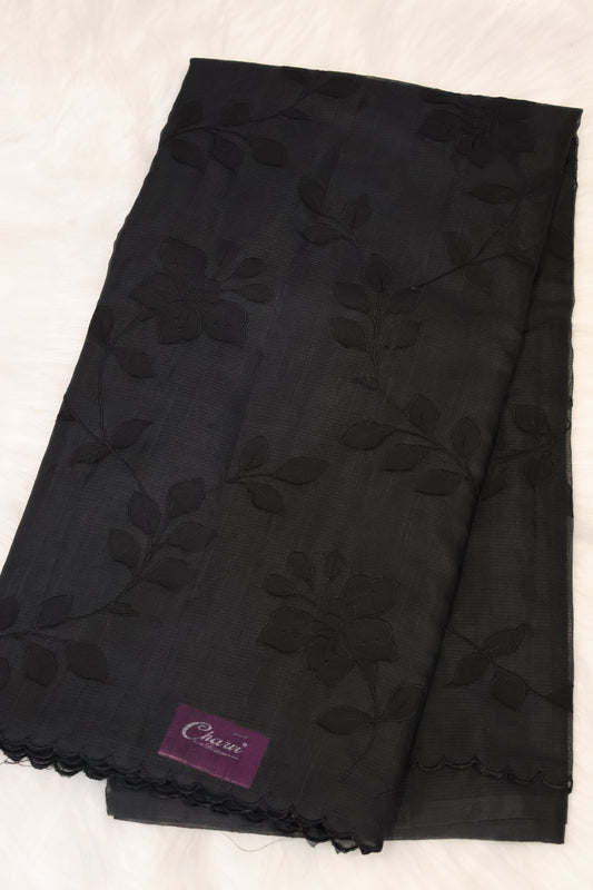Pure Kota Saree-Black Aplique