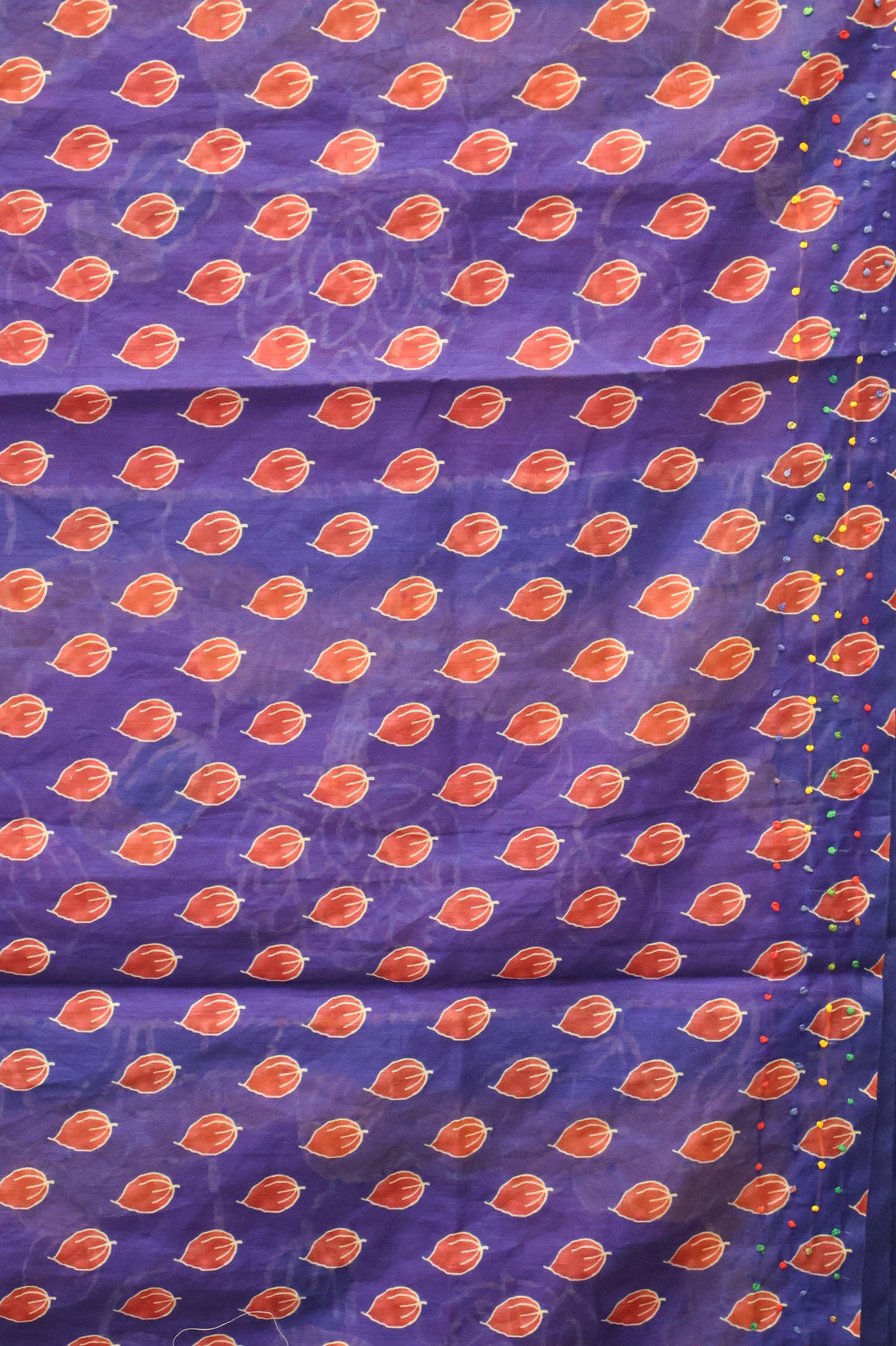 Semi Chanderi Saree -Maroon Floral-Peacock Flower