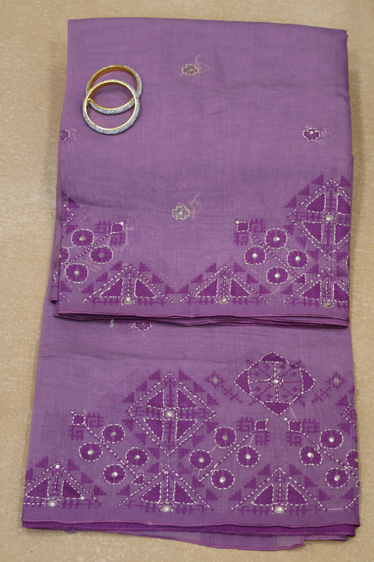 Handloom Saree-Purple Geometric