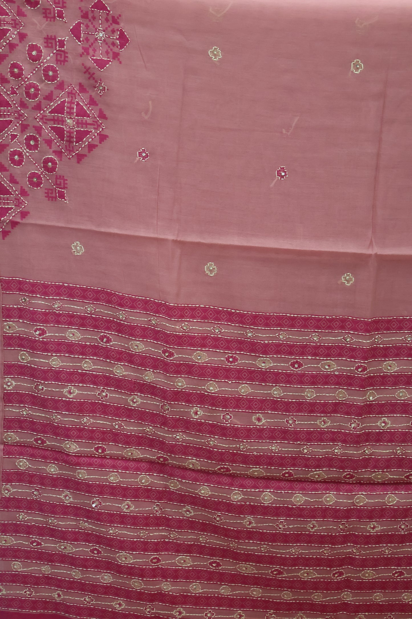 Handloom Saree-Pink Geometric