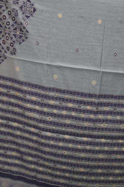 Handloom Saree-Blue Geometric
