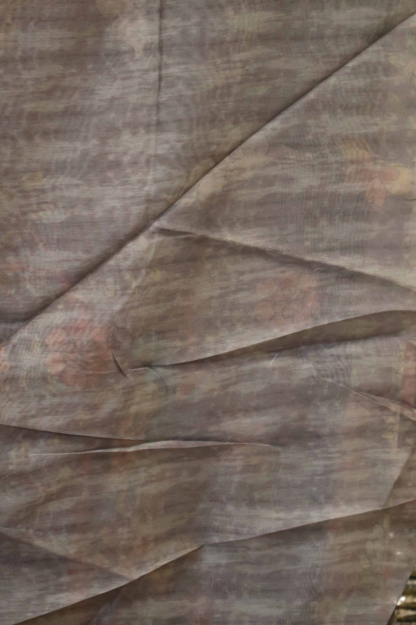 Semi Chanderi Saree- Grey Deer Printed