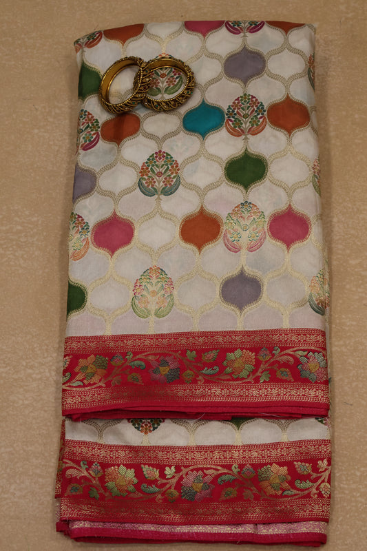 Pure Viscose Saree-Off White