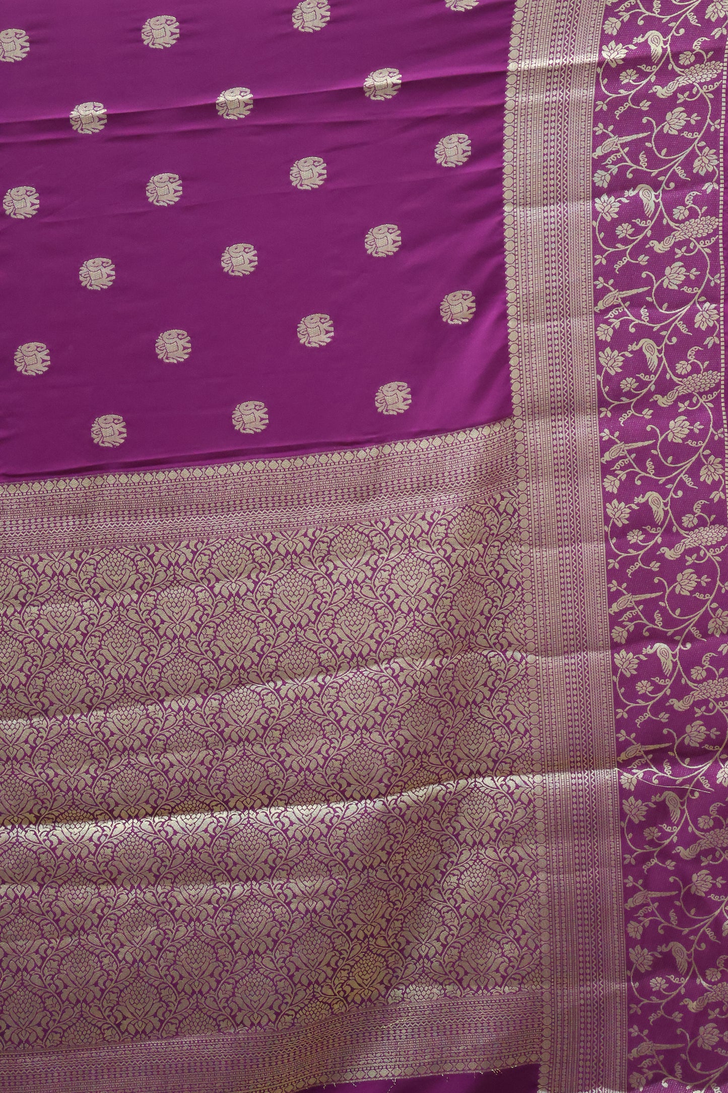 Banarasi Crepe Saree-Purple Elephant