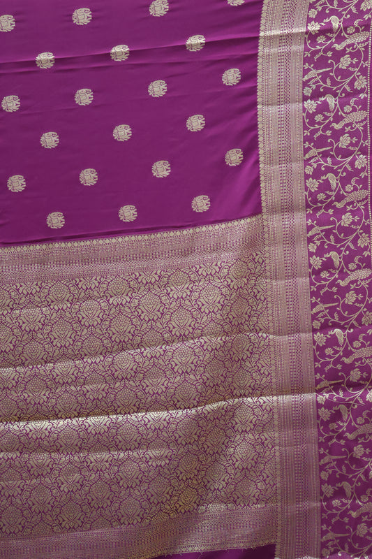 Banarasi Crepe Saree-Purple Elephant
