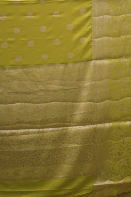 Banarasi Crepe Saree-Lemon Yellow Elephant