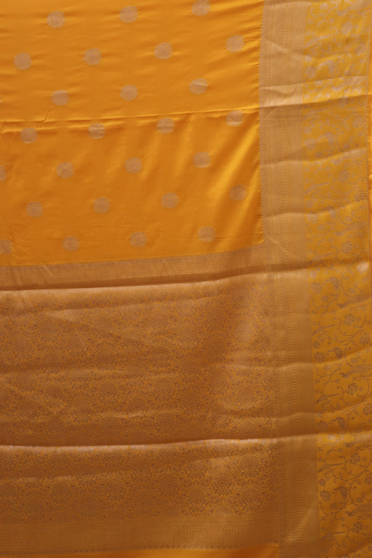 Banarasi Crepe Saree-Mango Yellow Elephant