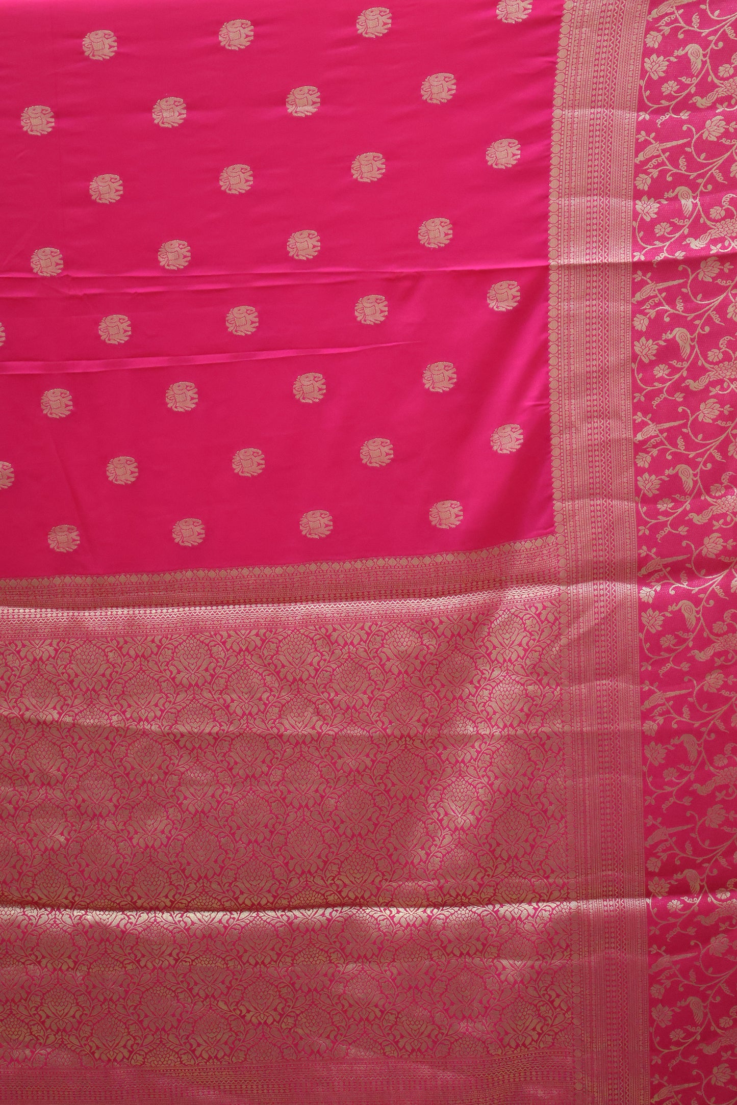 Banarasi Crepe Saree-Rani Pink Elephant