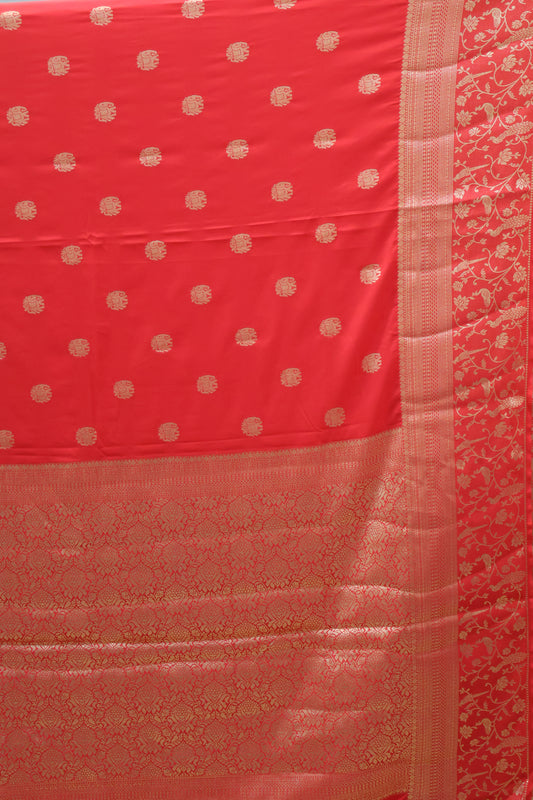 Banarasi Crepe Saree-Red Elephant