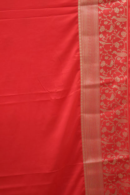 Banarasi Crepe Saree-Red Elephant