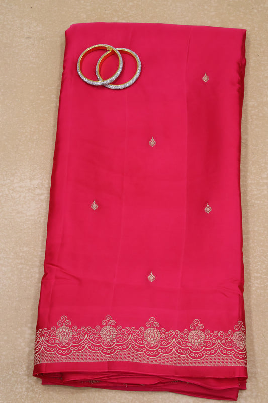 Satin Saree-Pink Jal Border