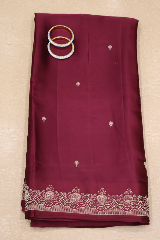Satin Saree-Arakku Jal Border