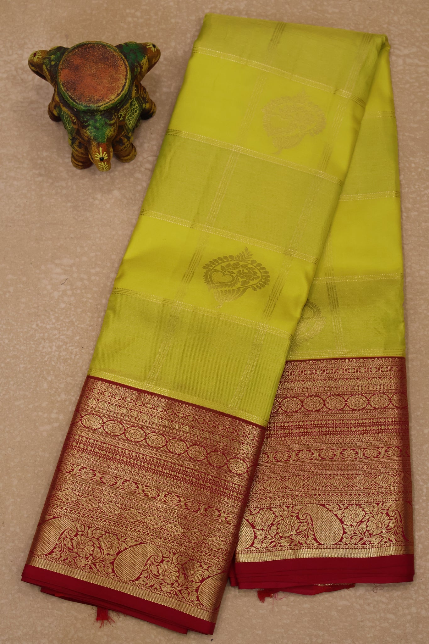 Pure Kanchipuram Silk Saree -Yellow Red