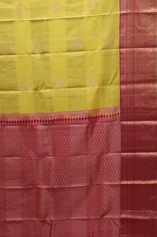 Pure Kanjivaram Silk Saree -Yellow Red