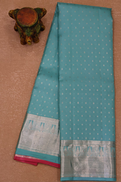 Pure Kanjivaram Silk Saree -Teal Blue Drop