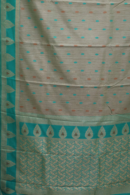 Semi Tussar Saree -Teal Green Leaf Butta
