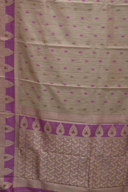 Semi Tussar Saree -Purple Leaf Butta