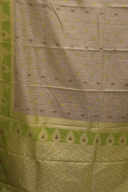 Semi Tussar Saree -Green Leaf Butta