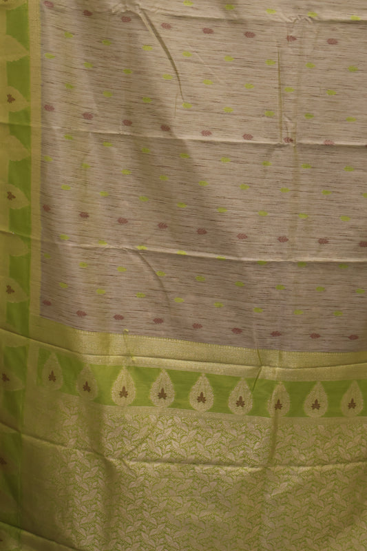 Semi Tussar Saree -Green Leaf Butta