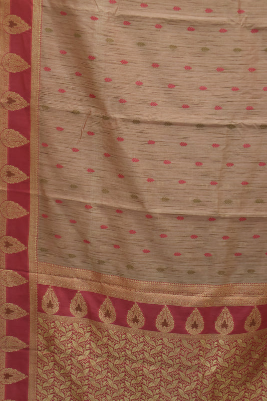 Semi Tussar Saree -Pastle Pink Leaf Butta
