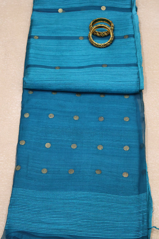 Pure Tussar Saree - Peacock Green