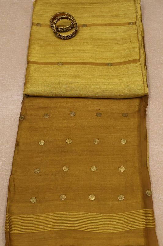 Pure Tussar Saree - Muatard