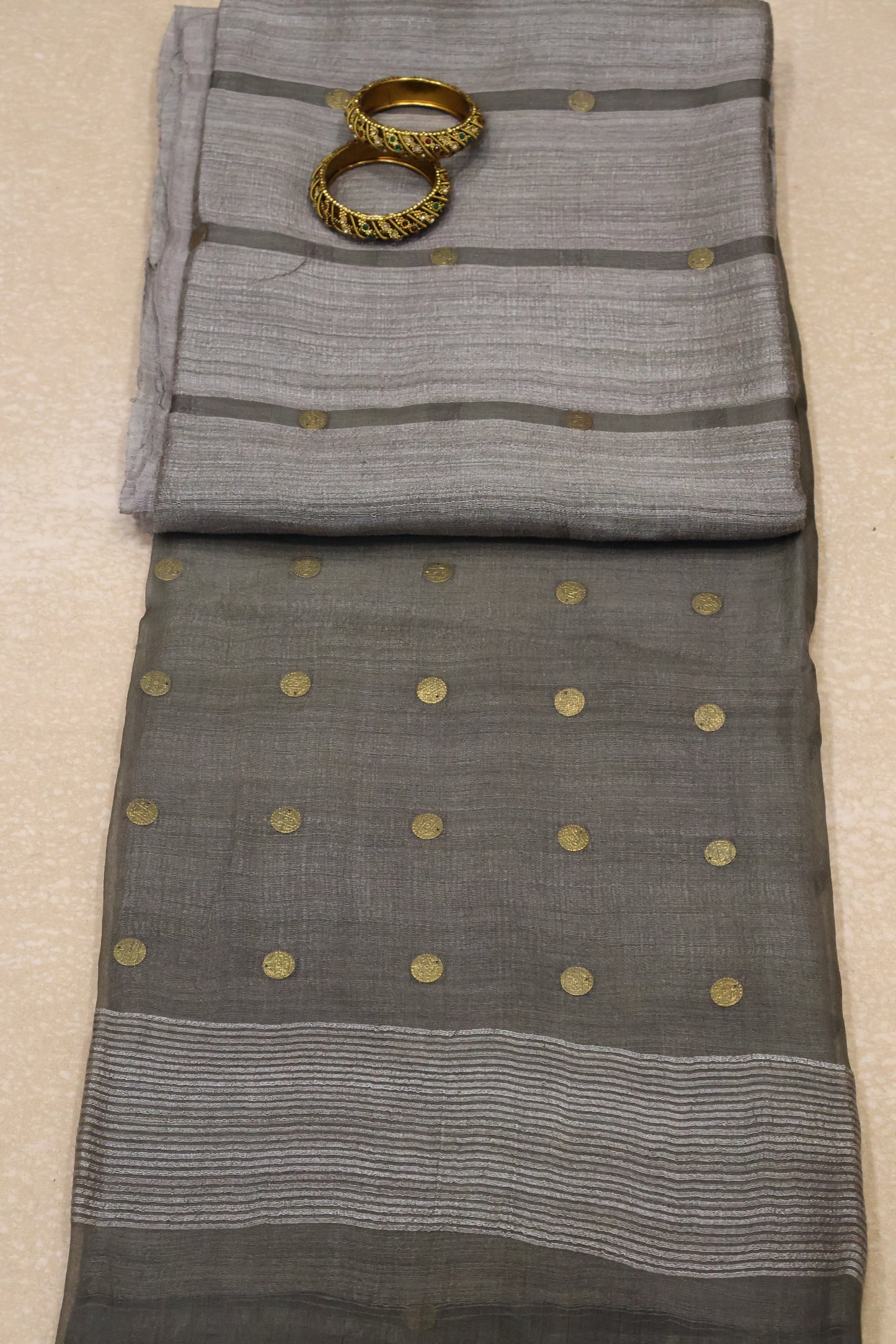 Pure Tussar Saree -Elephant Grey
