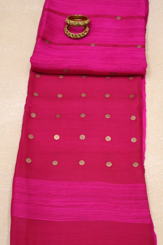 Pure Tussar Saree -Rani Pink