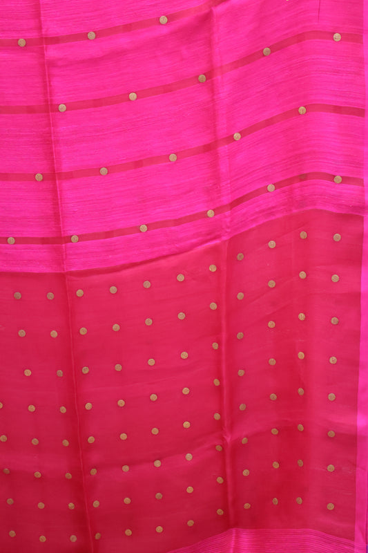 Pure Tussar Saree -Rani Pink
