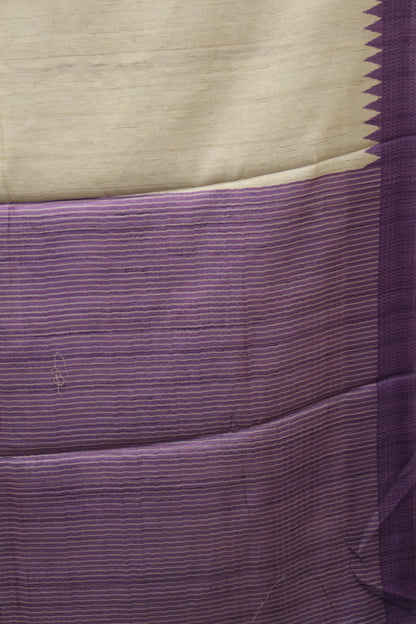 Semi Tussar Saree - Purple Kalmkari Print