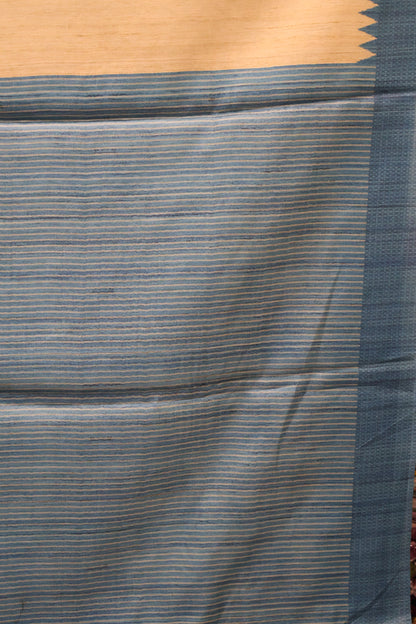 Semi Tussar Saree - Sky Blue Kalmkari Print