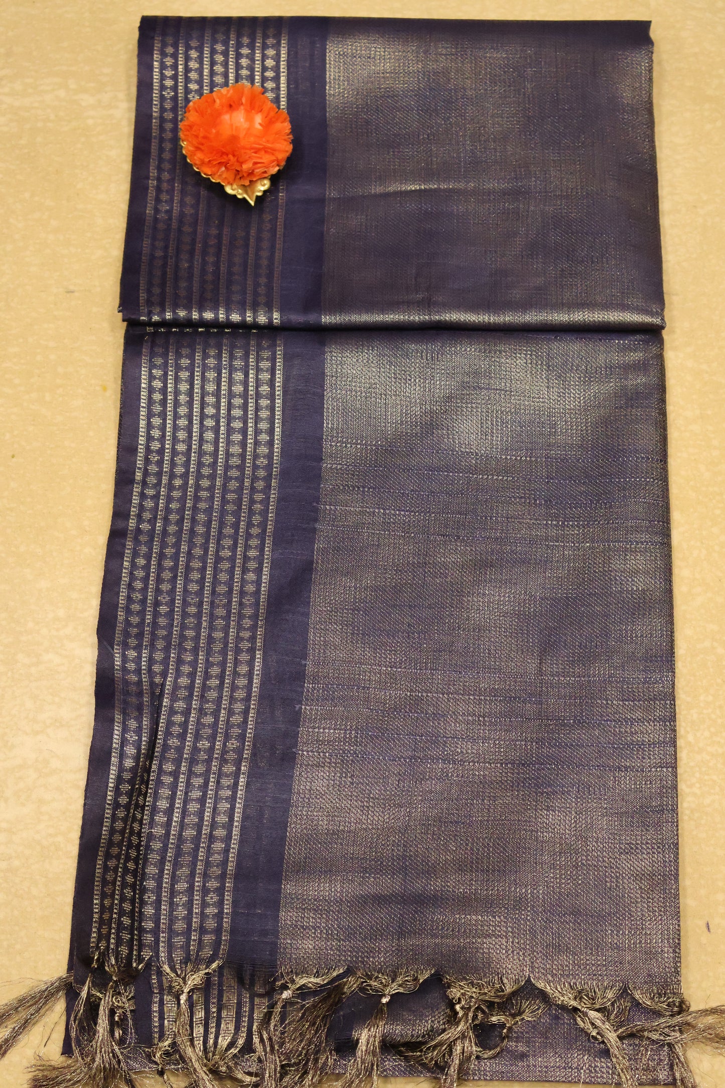 Bhagalpur Tissue Saree - Nayy Blue Full Zari