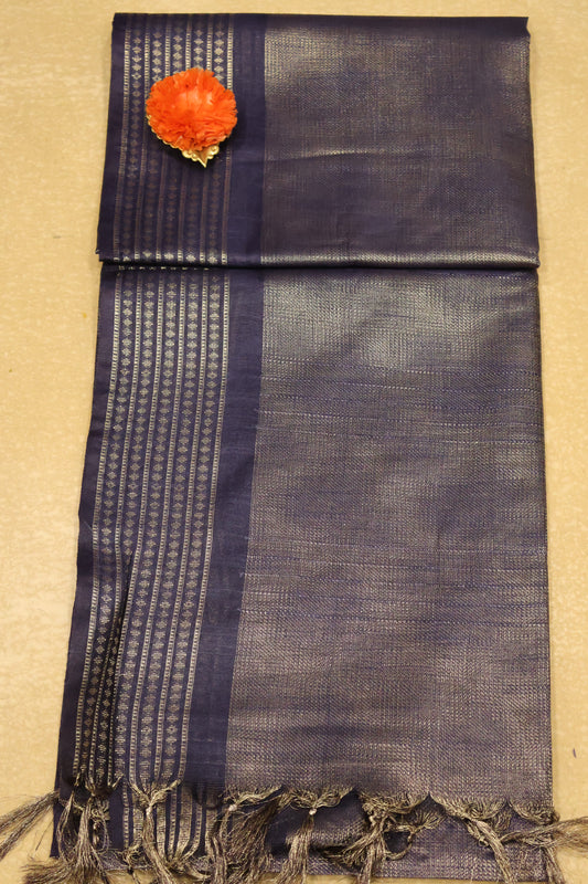 Bhagalpur Tissue Saree - Nayy Blue Full Zari
