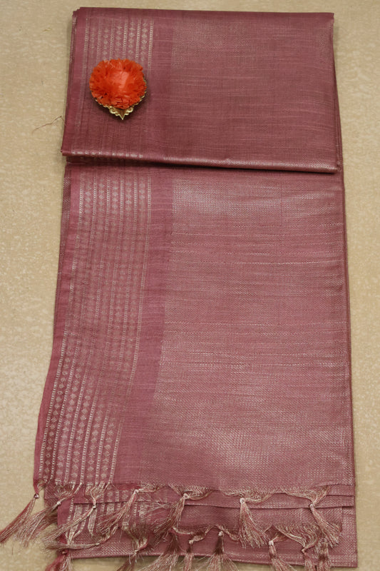 Bhagalpur Tissue Saree - Pastle Pink Full Zari