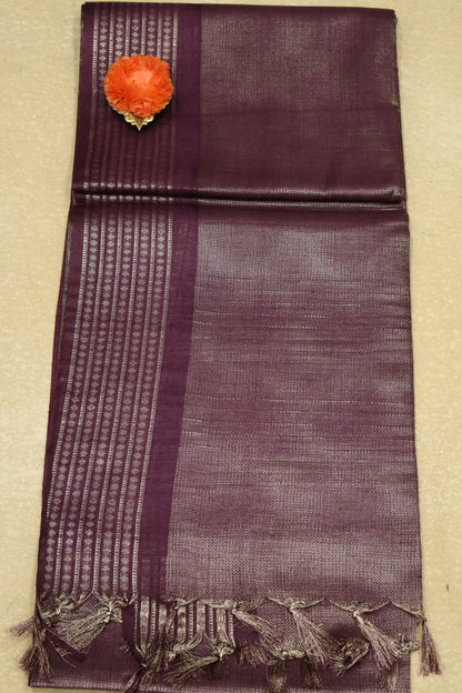 Bhagalpur Tissue Saree- Wine Full Zari