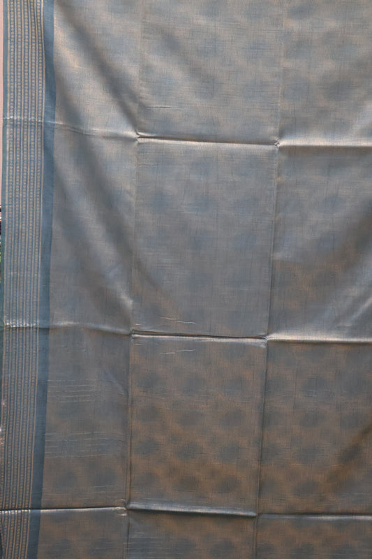 Bhagalpur Tissue Saree-Peacok Blue Full Zari
