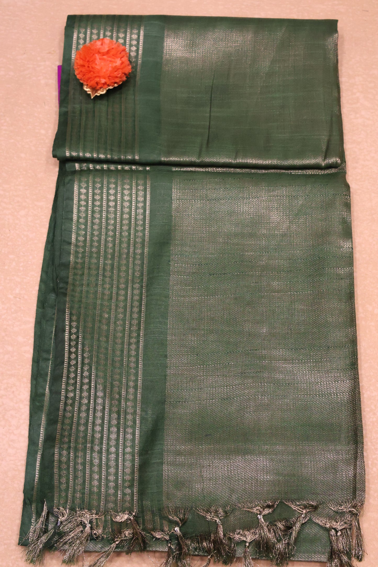 Bhagalpur Tissue Saree-Green Full Zari