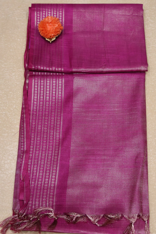 Bhagalpur Tissue Saree-Rani Pink Full Zari