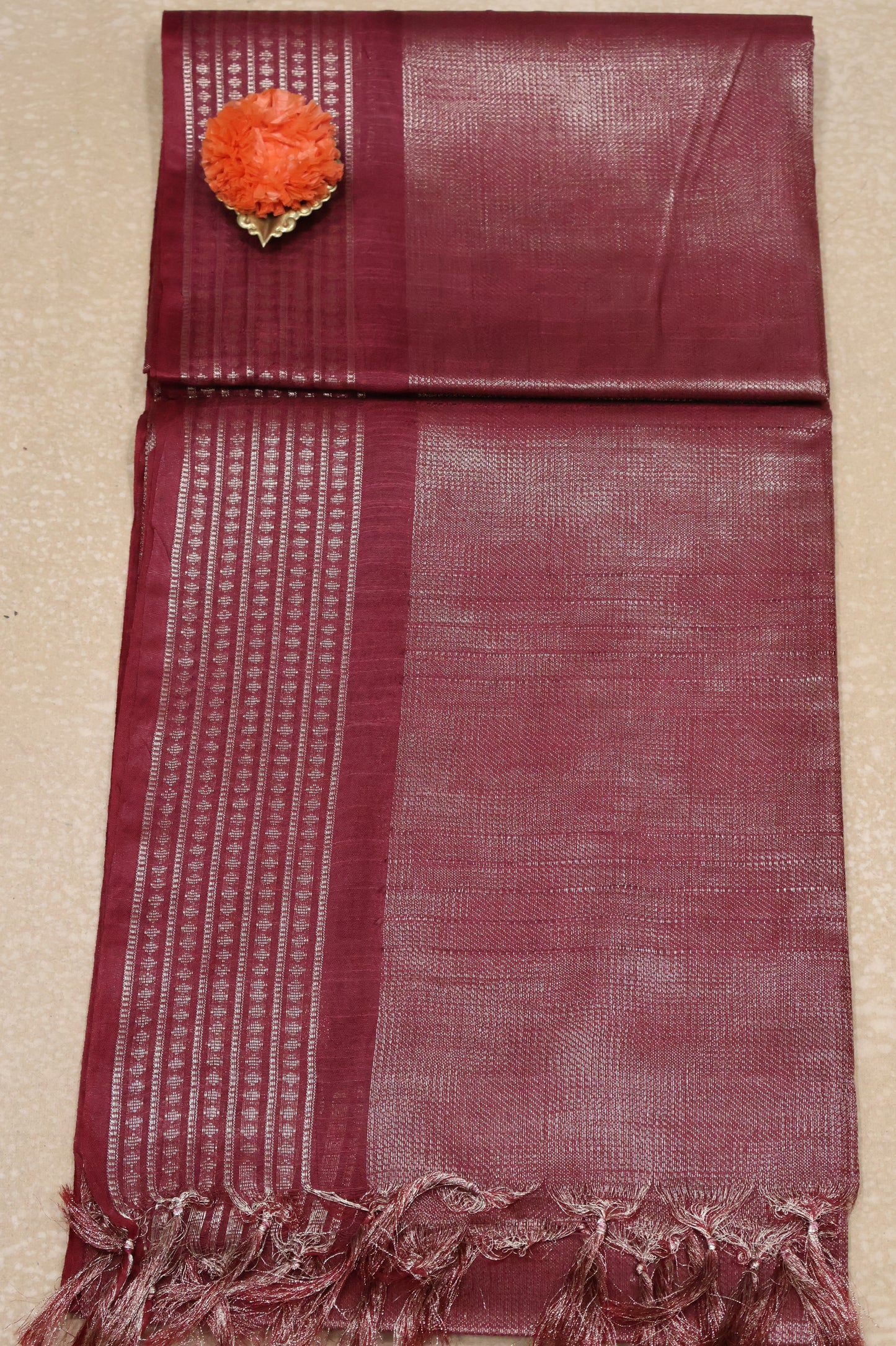 Bhagalpur Tissue Saree-Mauve Pink Full Zari