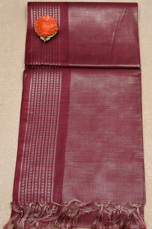 Bhagalpur Tissue Saree-Mauve Pink Full Zari