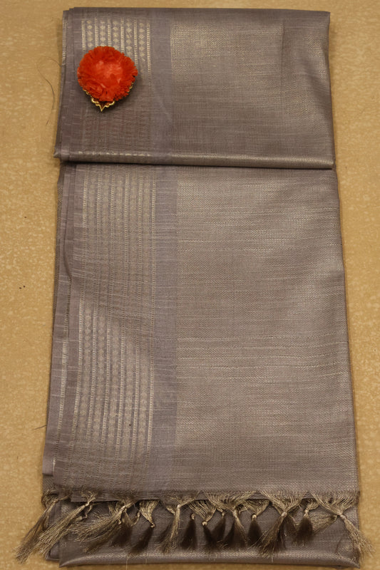 Bhagalpur Tissue Saree-Silver Pink Full Zari