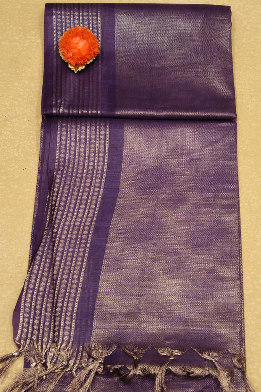 Bhagalpur Tissue Saree-Purple Pink Full Zari