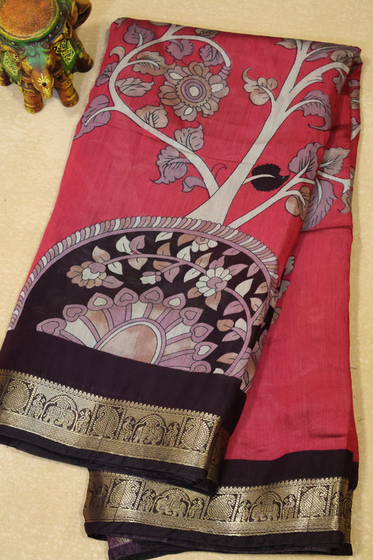 Malai Cotton Saree-Maroon