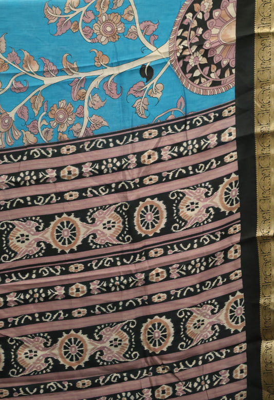Malai Cotton Saree-Rama Blue