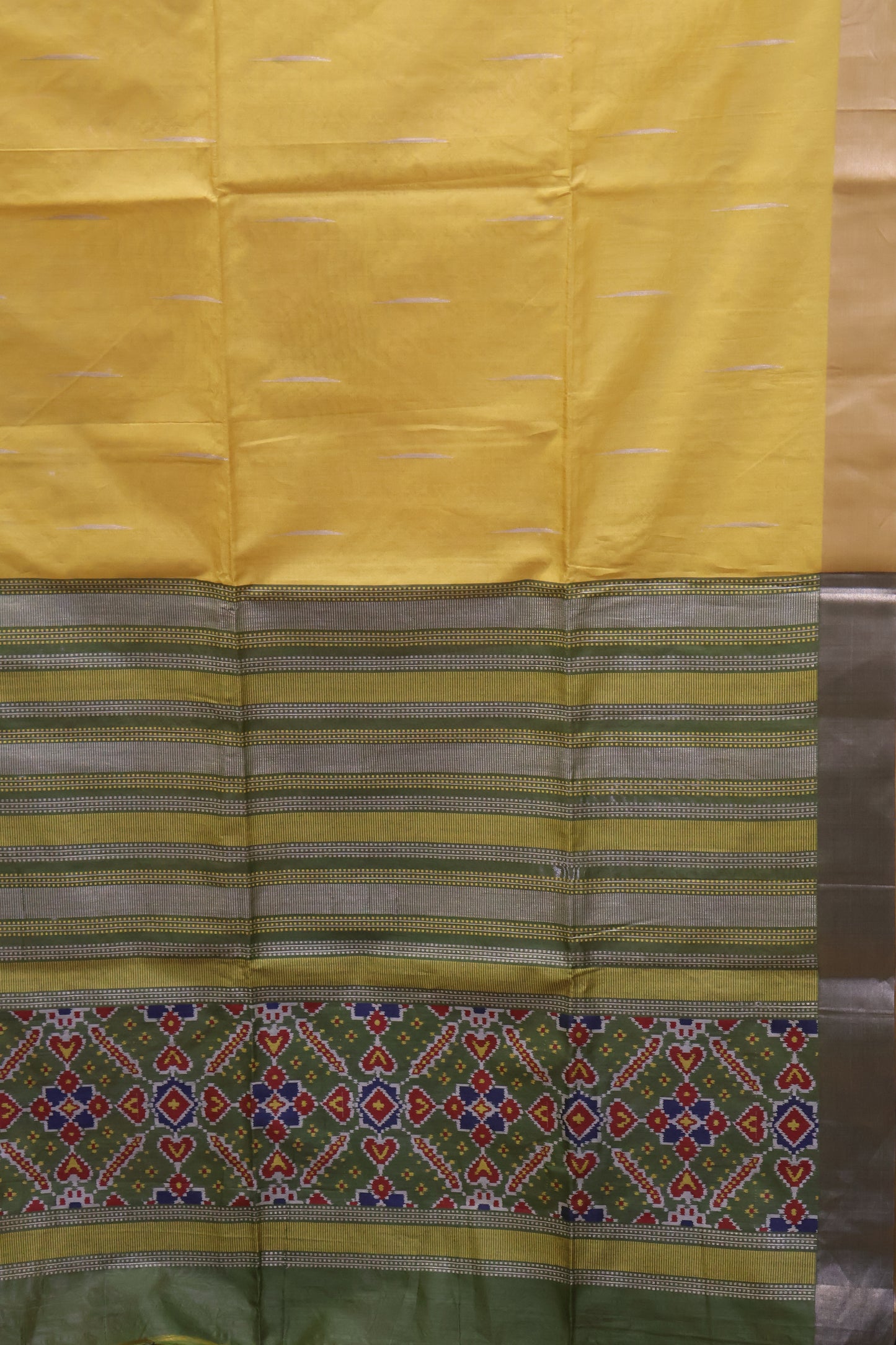 Semi Raw Silk Saree - Mustard Ikkat Print