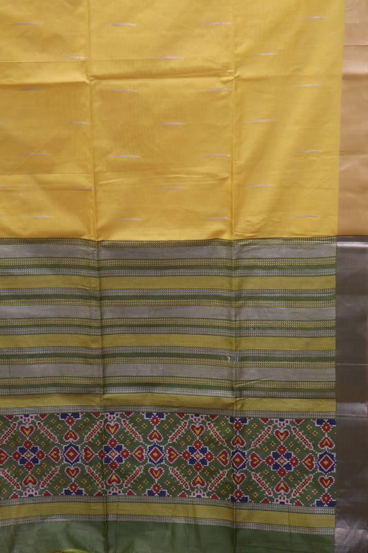 Semi Raw Silk Saree - Mustard Ikkat Print