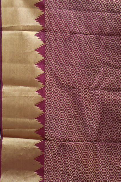 Pure Kanjivaram Silk Saree - Maroon Temple Border