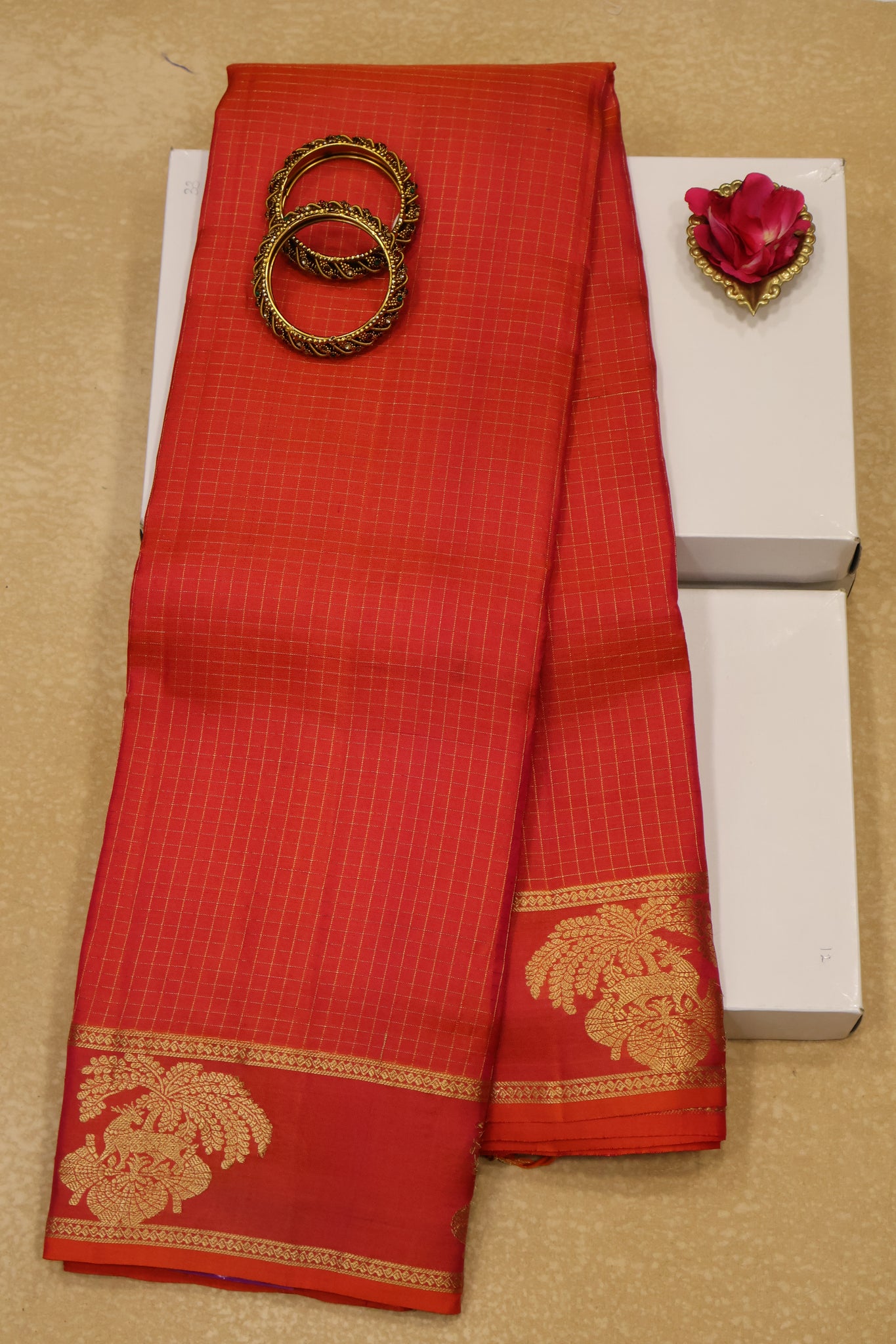 Pure Kanchipuram Silk Saree - Peachish Pink
