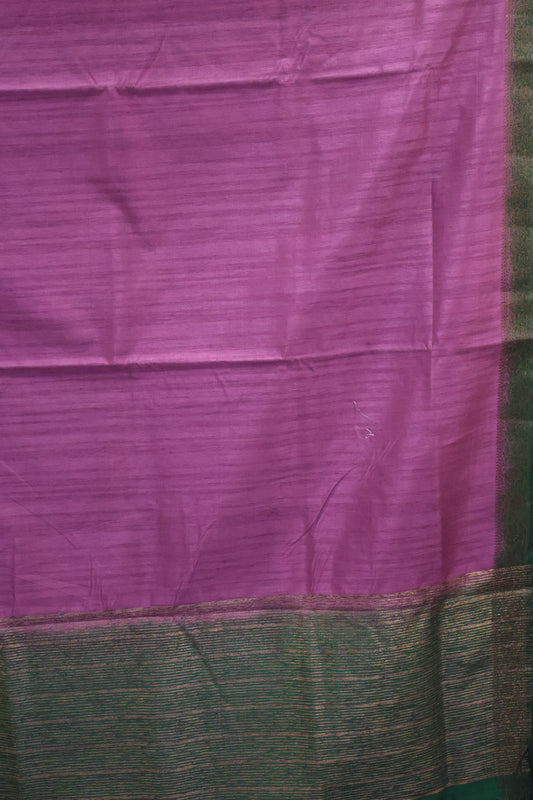 Bamboo Silk saree-Thick Lines Lite Purple
